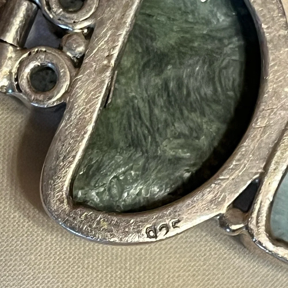 Labradorite Larimar and Peridot 0.925 Silver Necklace Pendant